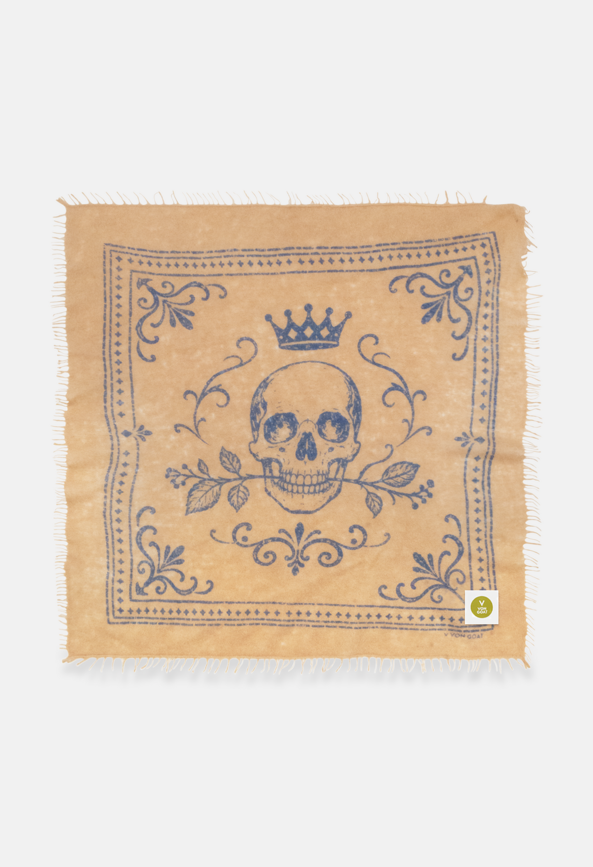 Bandana Skull Sand/Blue mit Fransen