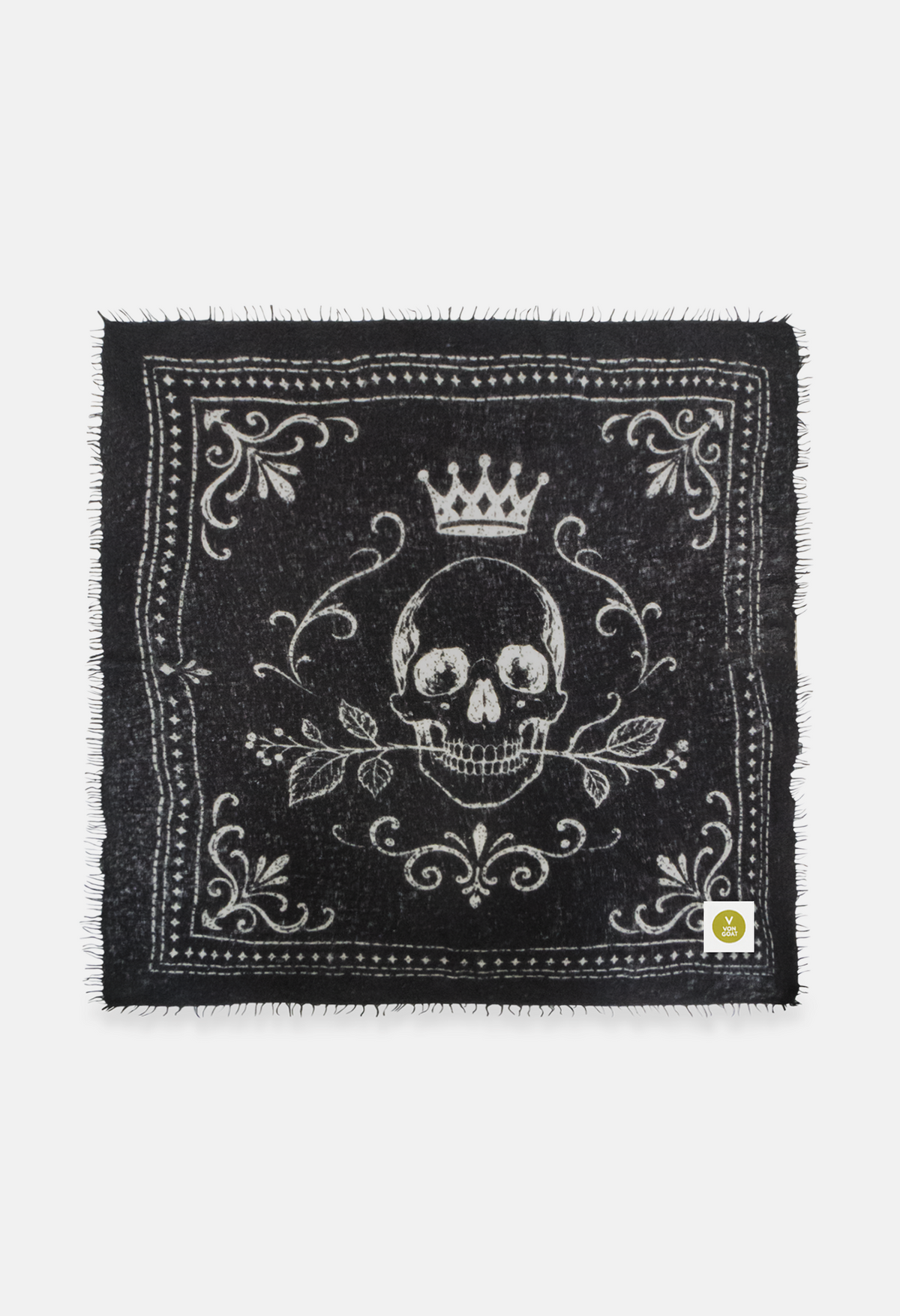 Bandana Skull Black/White XL mit Fransen
