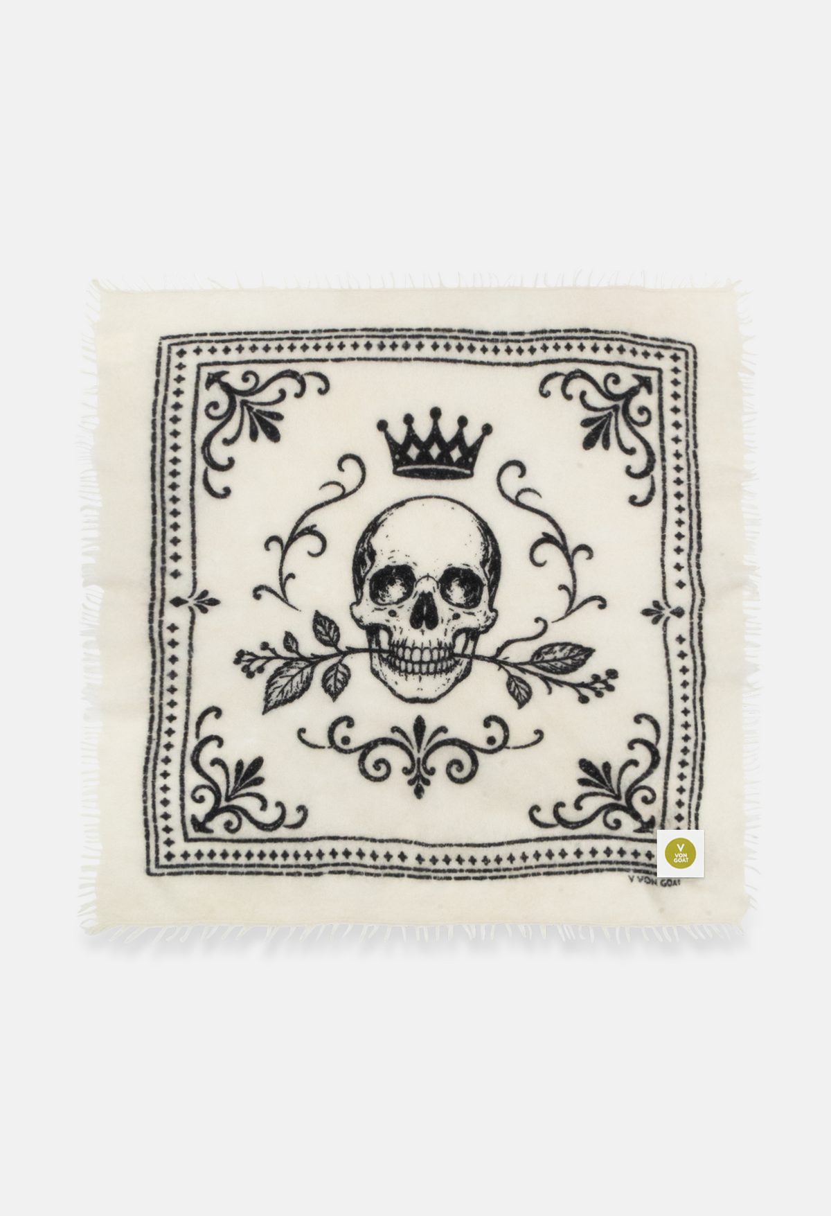 Bandana Skull White/Black mit Fransen
