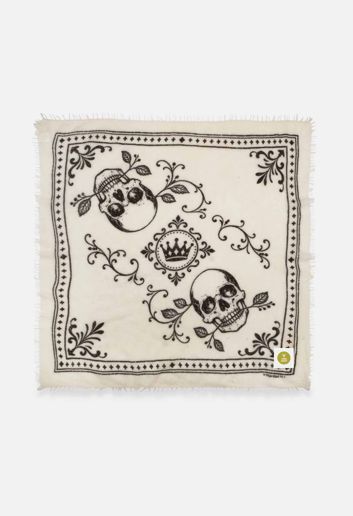 Bandana Skulls White/Black XL mit Fransen