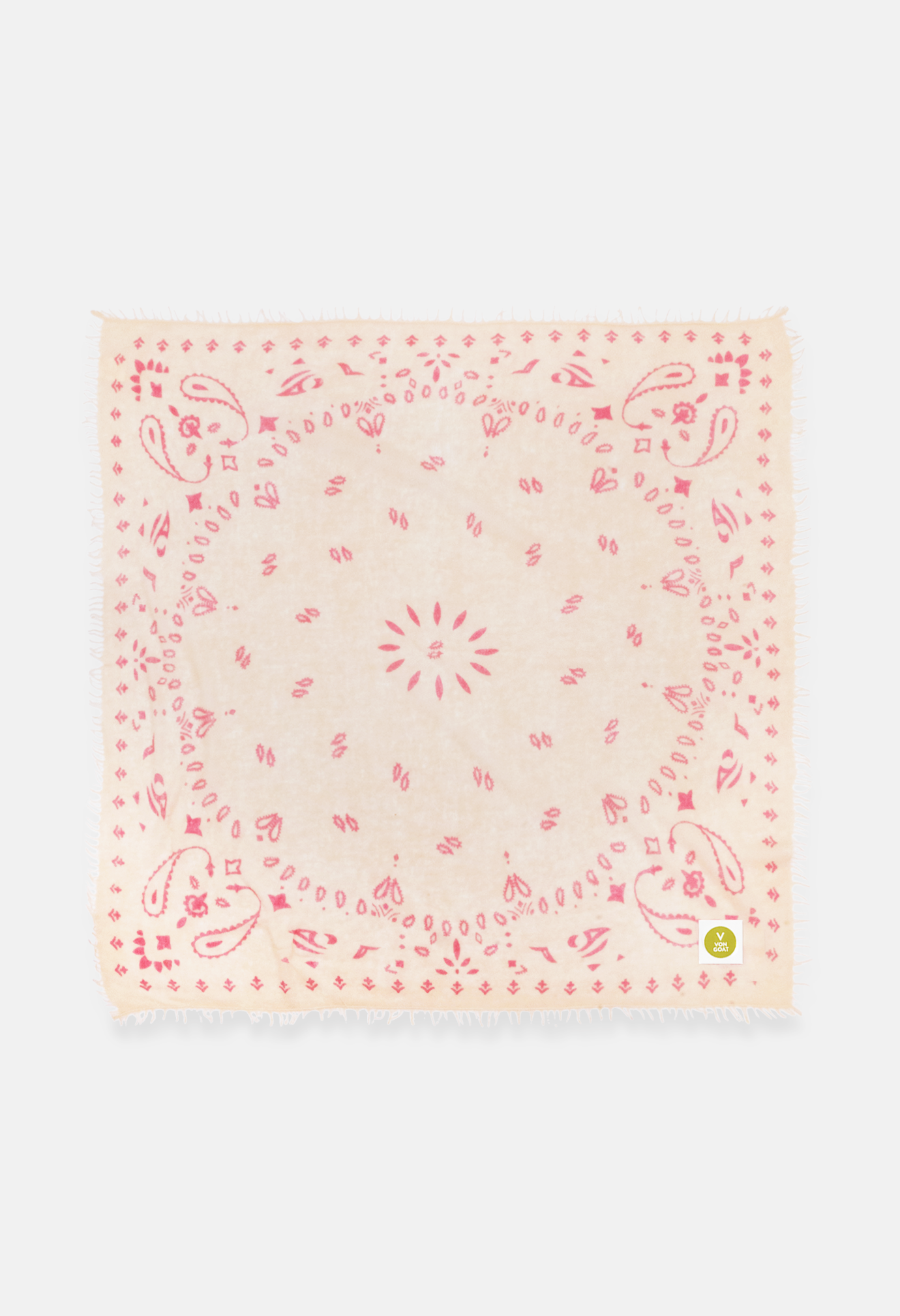 Cashmere Bandana Tuch Paisley Q in Pink und Weiss von V VON GOAT ideales Kaschmir Geschenk grosses Kaschmir Tuch Paisley Muster für Frauen handgefertigt