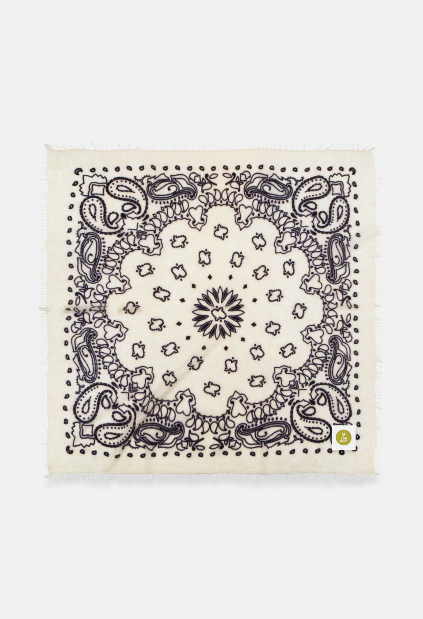 Cashmere Tuch Bandana Paisley AB in Weiss und Schwarz von V VON GOAT perfektes Mode Geschenk grosses Kaschmir Tuch Paisley Muster für Frauen handgefertigt
