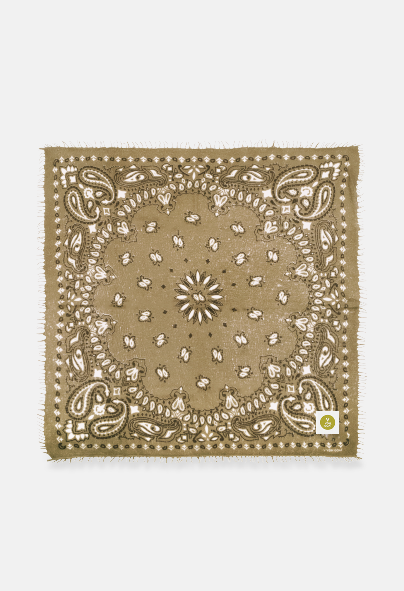 Cashmere Tuch Bandana Paisley K in Gruen und Weiss von V VON GOAT perfektes Mode Geschenk grosses Kaschmir Tuch Paisley Muster für Frauen handgefertigt