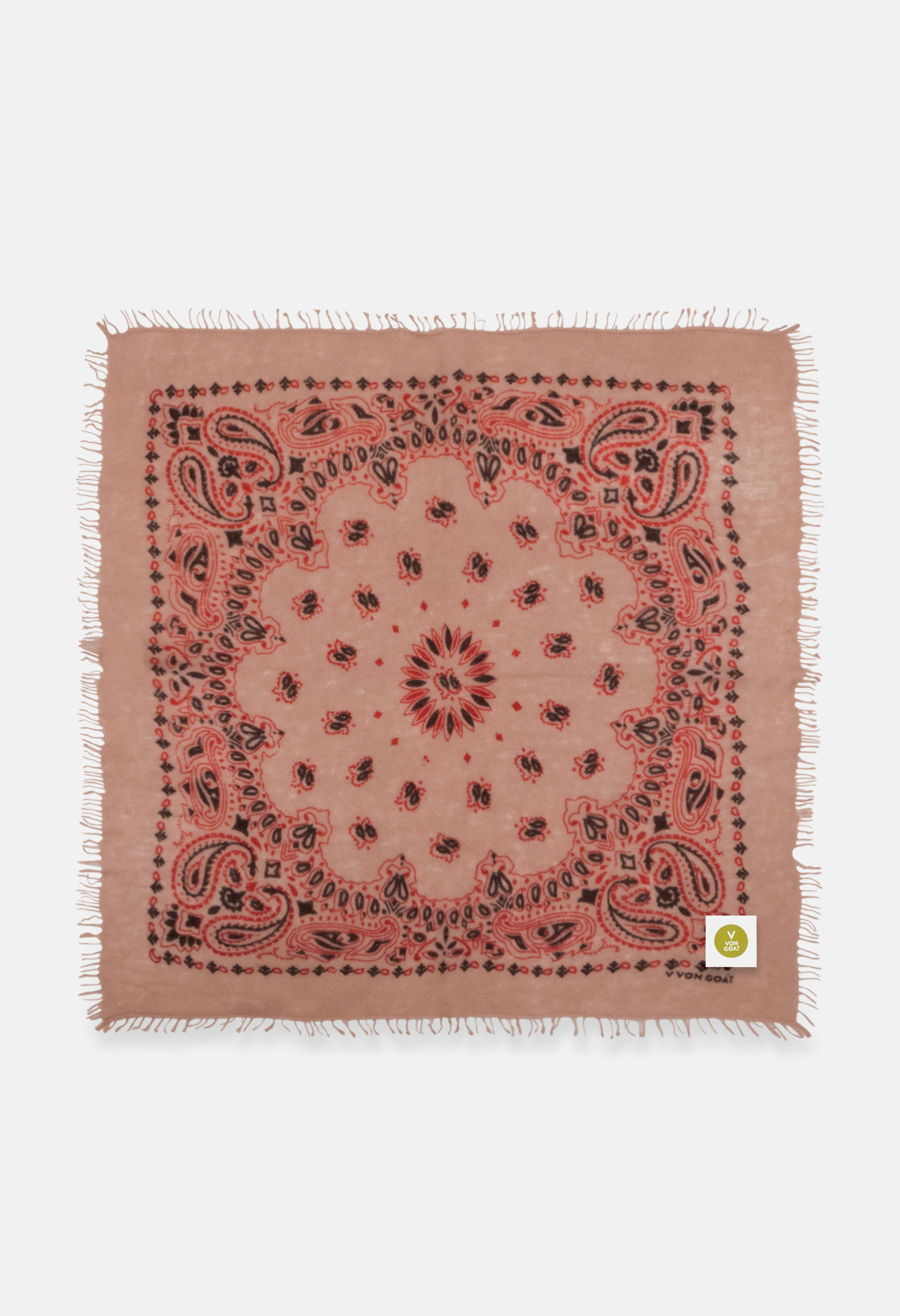 Cashmere Tuch Bandana Paisley T in Rot und Beige von V VON GOAT perfektes Mode Geschenk Paisley Muster Kaschmir Tuch für Frauen handgefertigt in Nepal