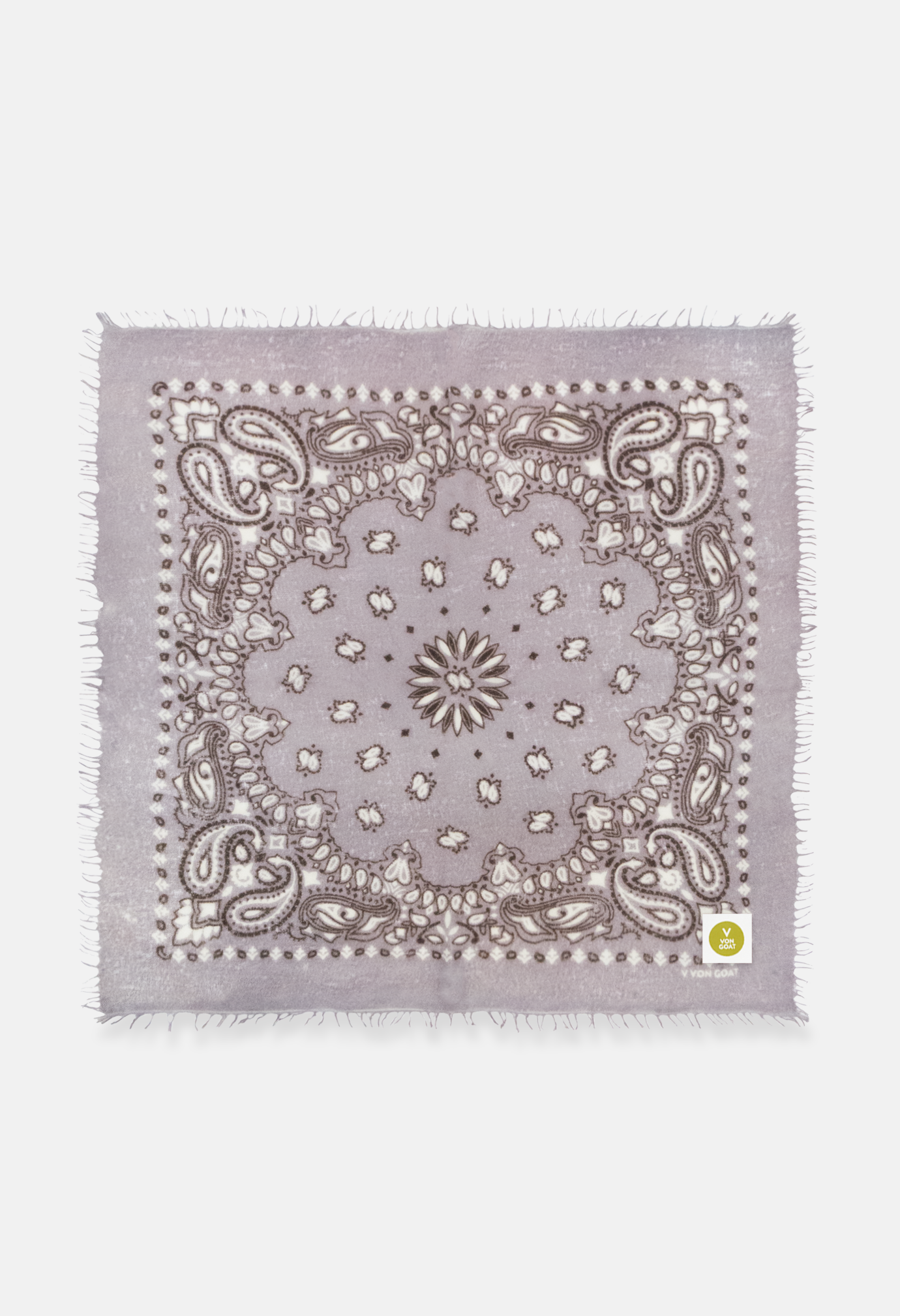 Kaschmir Bandana Dreieckstuch Paisley M in Lila und Weiss von V VON GOAT ideales Accessoire Paisley Muster Cashmere Tuch für Damen handgefertigt in Nepal