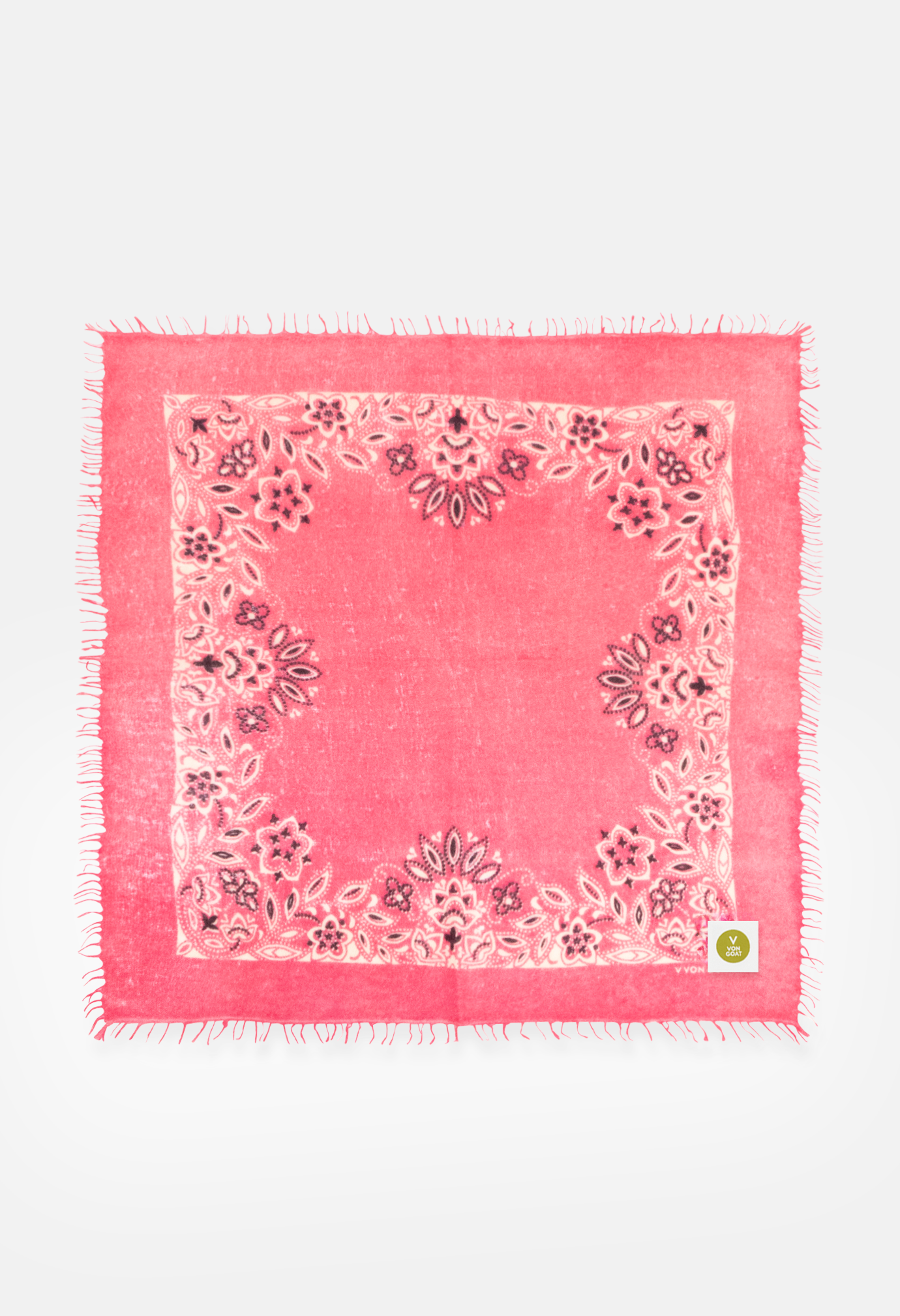 Kaschmir Bandana Dreieckstuch Paisley Y in Rosa und Schwarz von V VON GOAT ideales Accessoire Paisley Muster Cashmere Tuch für Damen handgefertigt in Nepal