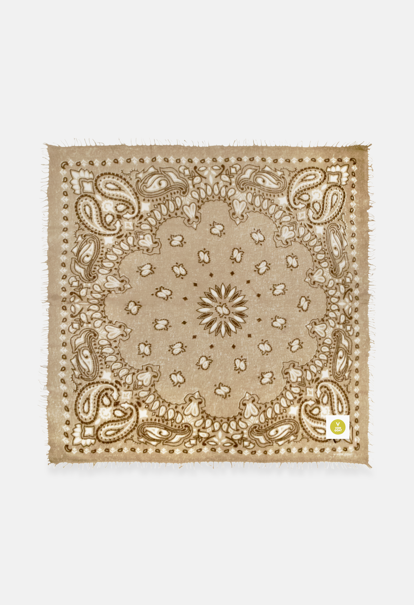 Kaschmir Dreieckstuch Bandana Paisley A in Braun und Beige von V VON GOAT perfektes Geschenk grosses Kaschmir Tuch Paisley Muster für Damen handgefertigt