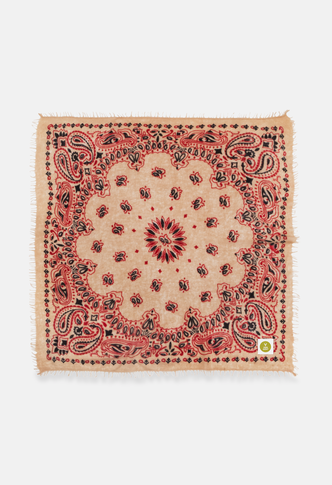 Kaschmir Dreieckstuch Bandana Paisley T in Rot und Beige von V VON GOAT perfektes Geschenk grosses Kaschmir Tuch Paisley Muster für Damen handgefertigt