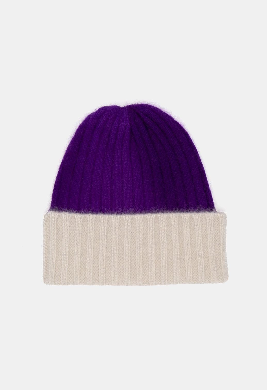 BEANIE WHITE/NEON PURPLE