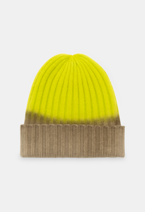 BEANIE PLAZA TAUPE/NEON YELLOW