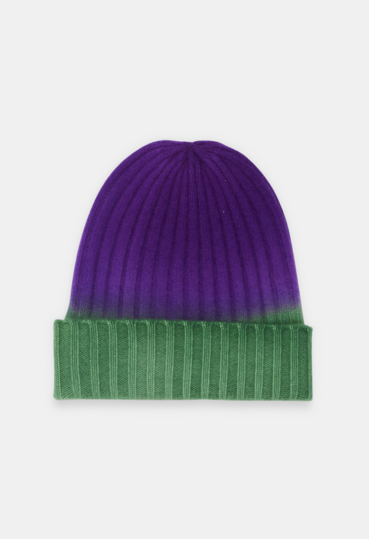 BEANIE SMOKE GREEN/NEON PURPLE