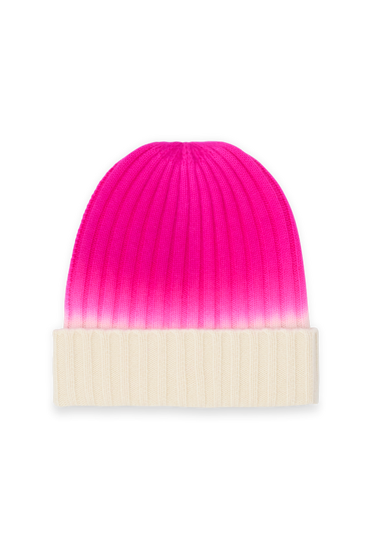 BEANIE WHITE/NEON PINK