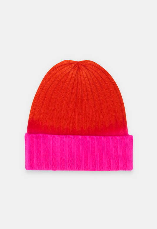 BEANIE NEON PINK/ORANGE DAISY