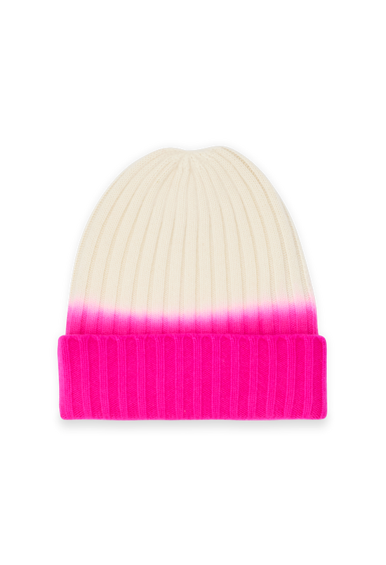 BEANIE NEON PINK/WHITE