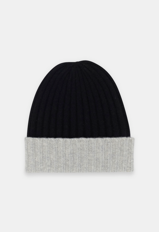 BEANIE MEL. LIGHT GREY/BLACK