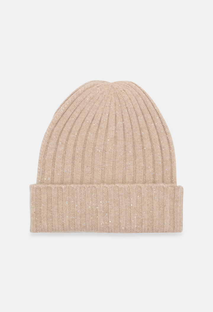 Beanie Mel. Beige Glitter