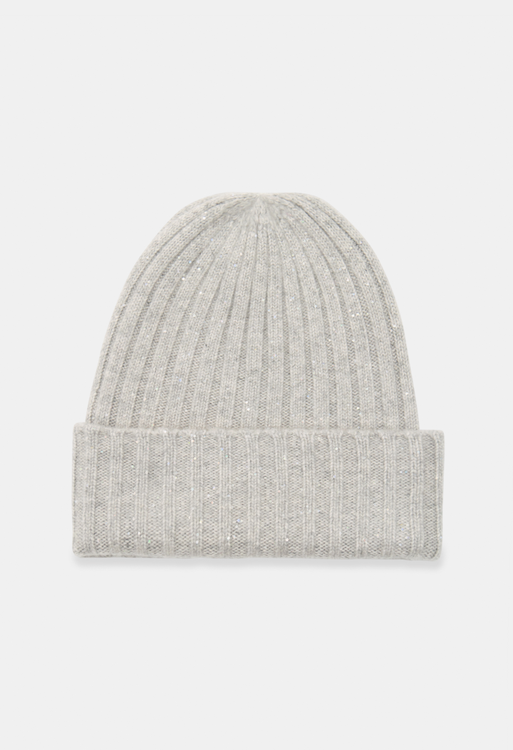 BEANIE MELANGE LIGHT GREY mit Glitter