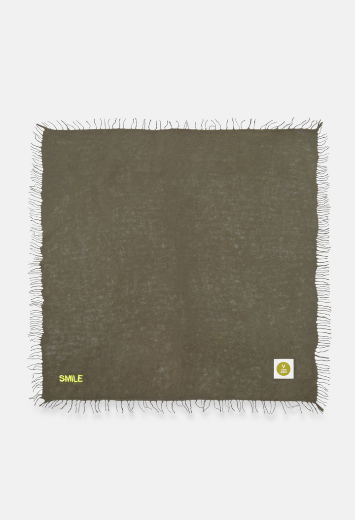 SMOKEY OLIVE BANDANA with smile embroidery