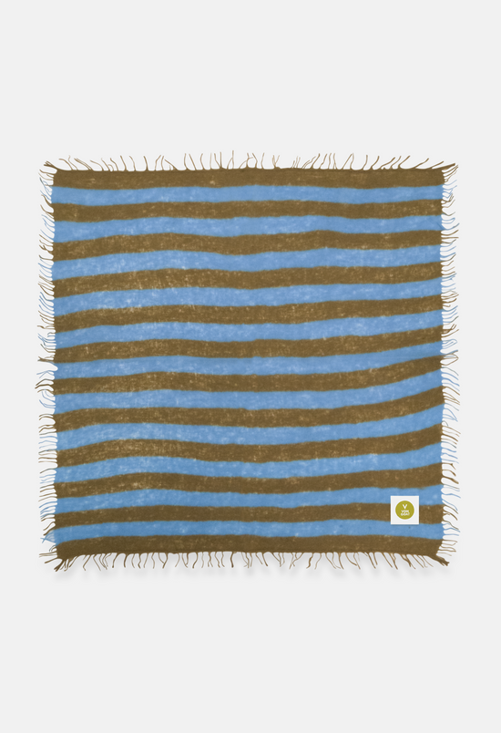 Bandana Fir Green/Delicate Blue mit Fransen