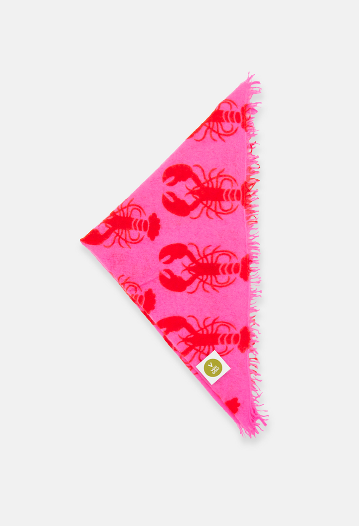 BANDANA LOBSTER SUGAR PLUM/ORANGE DAISY XL with fringe