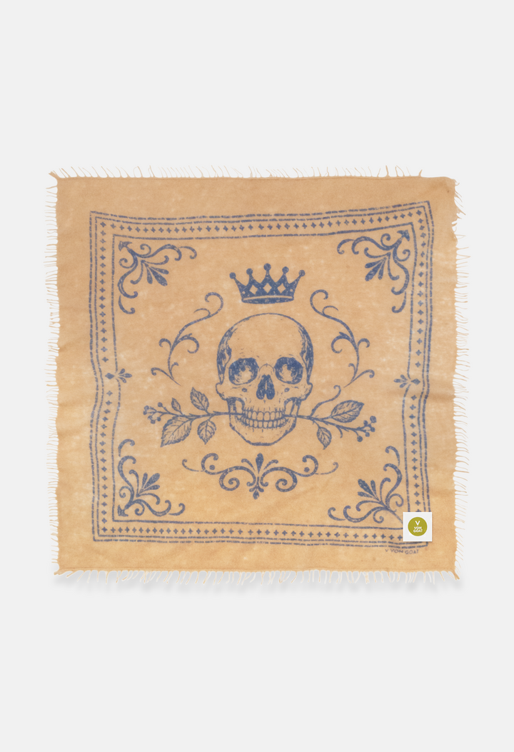 Bandana Skull Sand/Blue mit Fransen