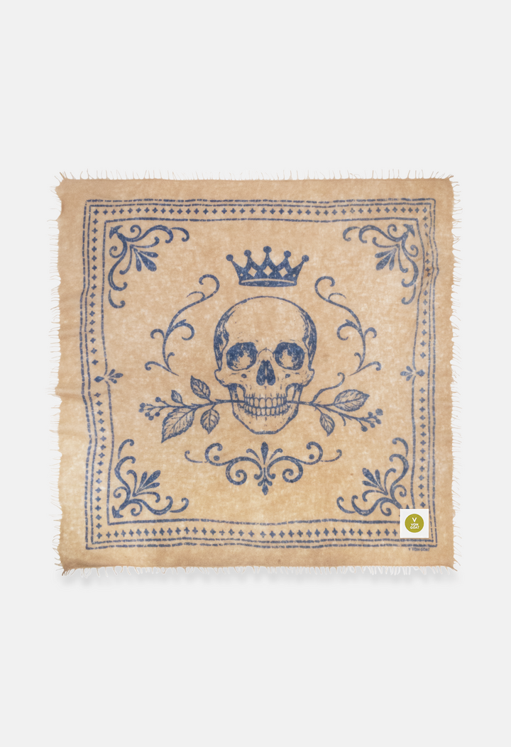 Bandana Skull Sand/Blue XL mit Fransen