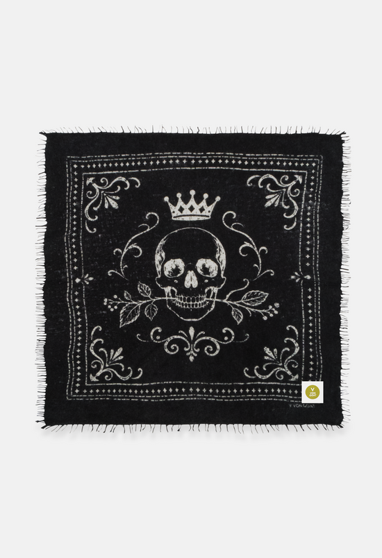 Bandana Skull Black/White mit Fransen