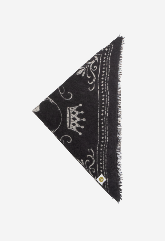 Bandana Skull Black/White XL with Fringes