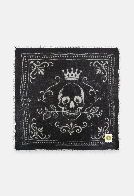 Bandana Skull Black/White XL mit Fransen