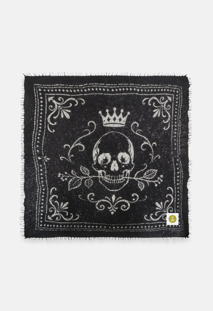 Bandana Skull Black/White XL mit Fransen