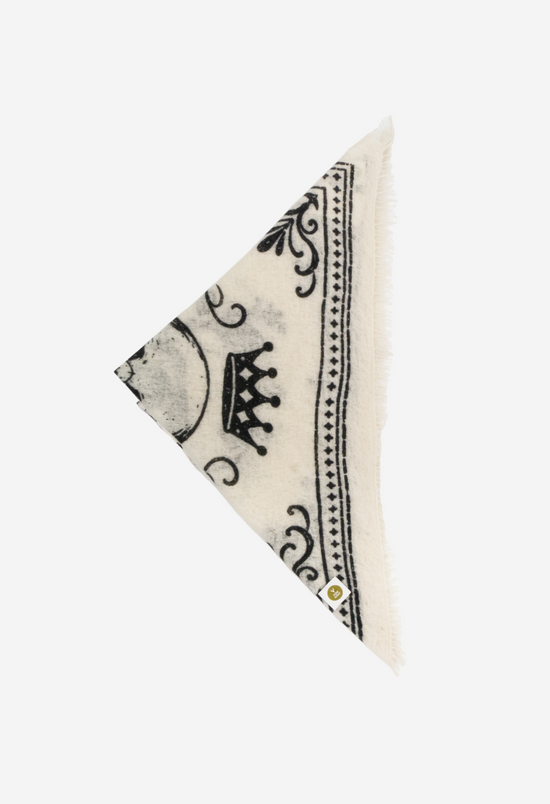 Bandana Skull White/Black XL with Fringes