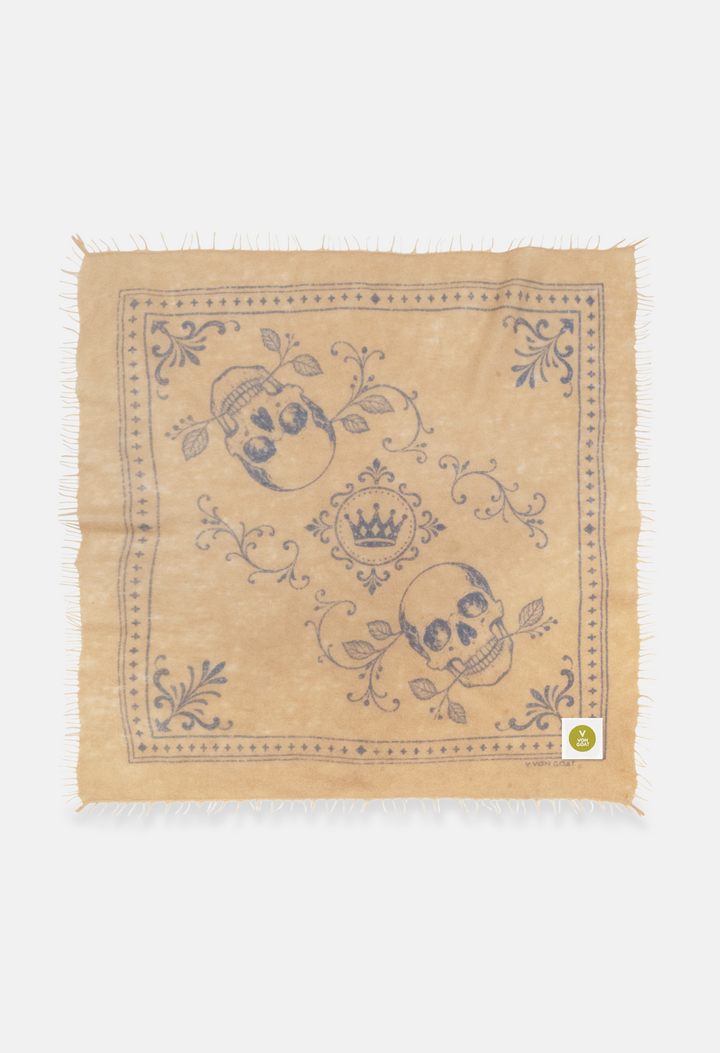 Bandana Skulls Sand/Blue mit Fransen