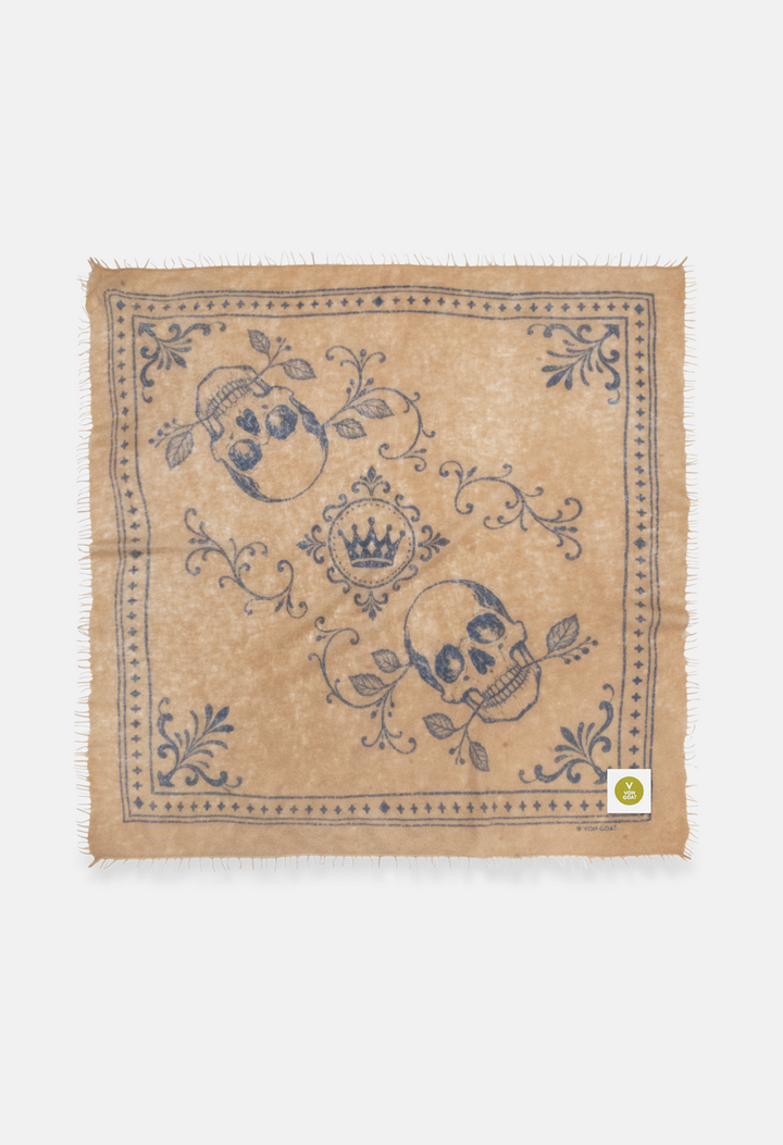 Bandana Skulls Sand/Blue XL mit Fransen