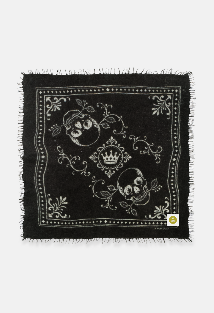 Bandana Skulls Black/White mit Fransen