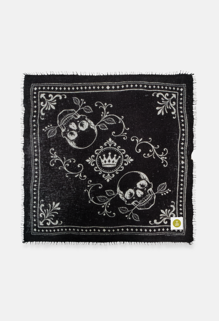 Bandana Skulls Black/White XL mit Fransen