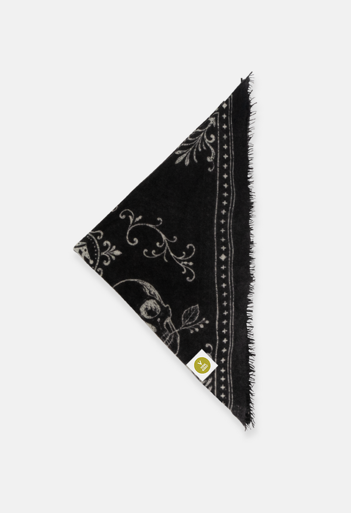 Bandana Skulls Black/White XL mit Fransen