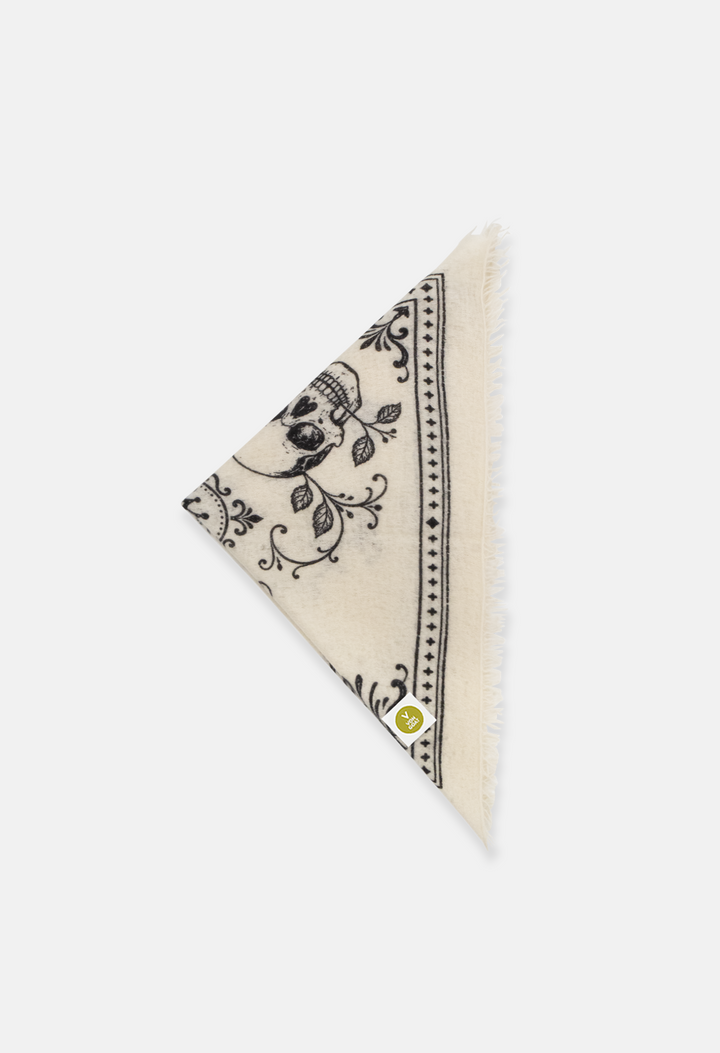 Bandana Skulls White/Black mit Fransen