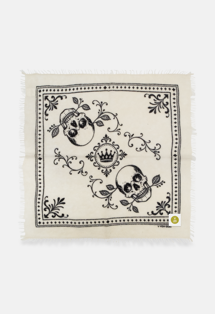 Bandana Skulls White/Black mit Fransen