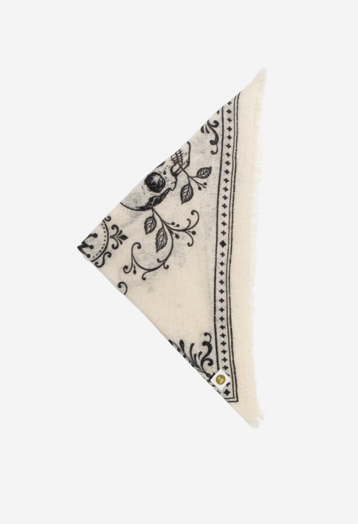 Bandana Skulls White/Black XL with Fringes