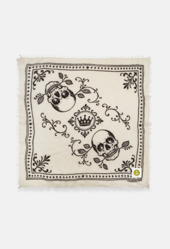 Bandana Skulls White/Black XL mit Fransen