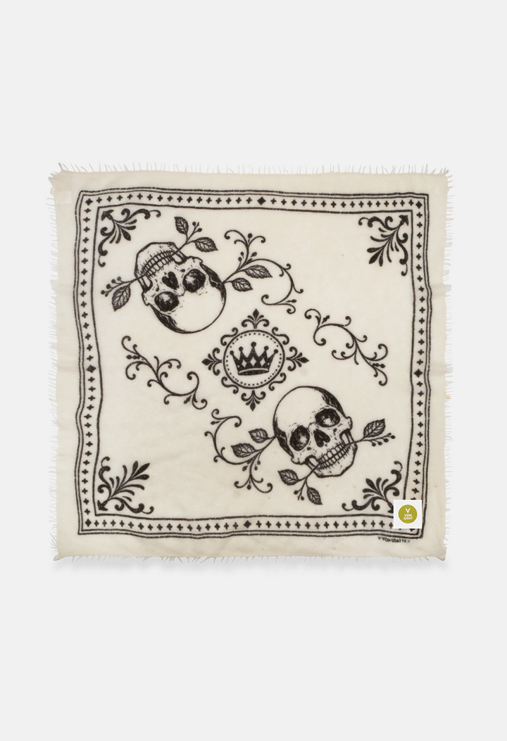 Bandana Skulls White/Black XL mit Fransen