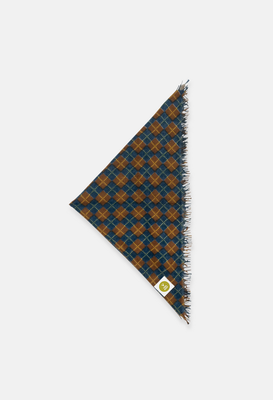 Plaid bandana A with fringe