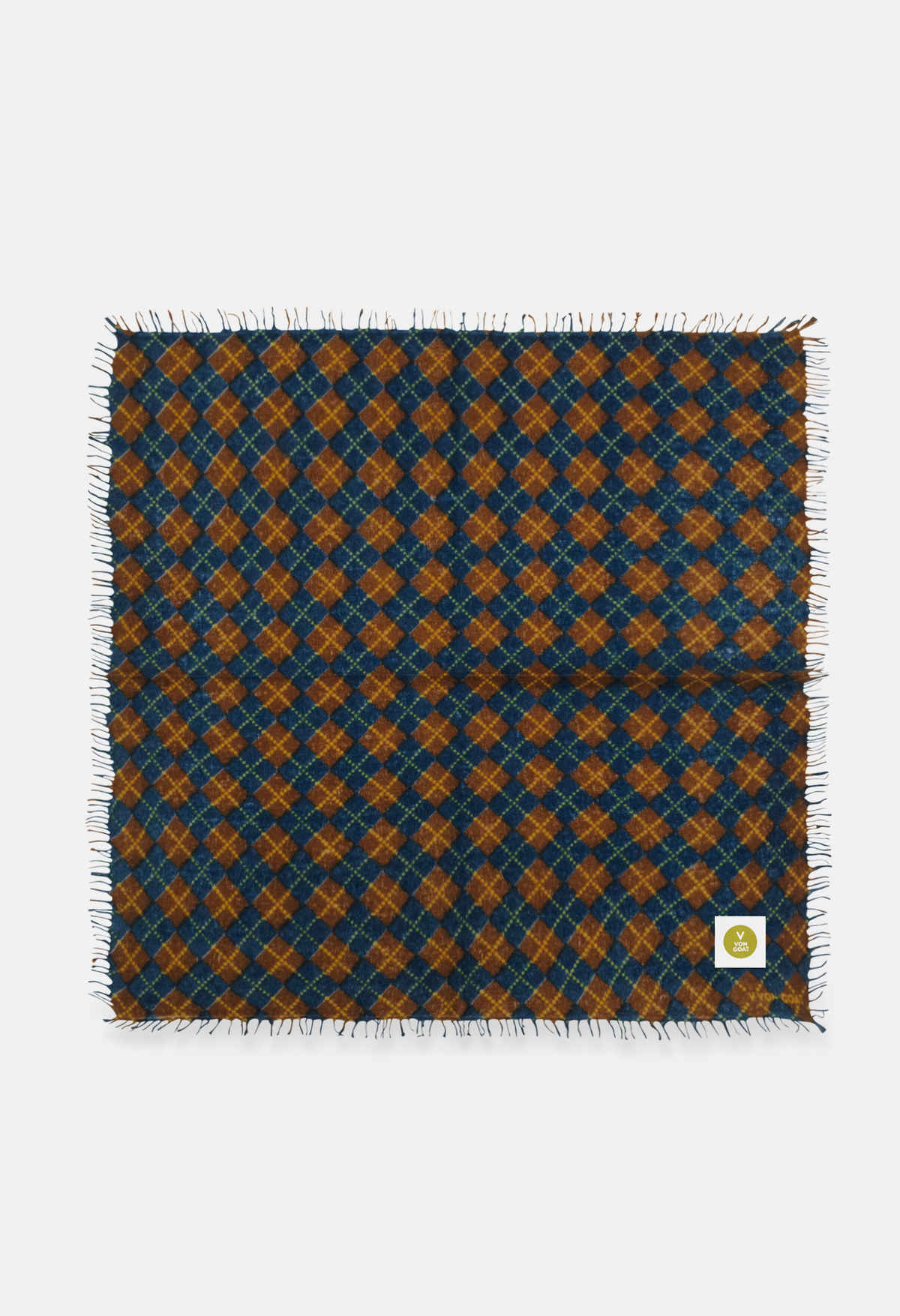Plaid bandana A with fringe