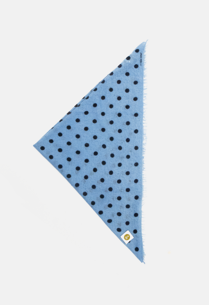 Bandana Polka Dot Blue Bell/Dark Navy XL mit Fransen
