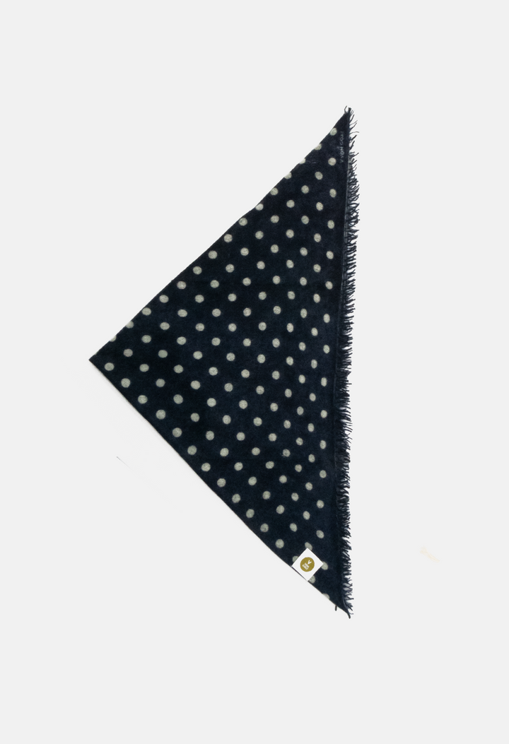 Bandana Polka Dot Mood Indigo/Sea Foam XL mit Fransen