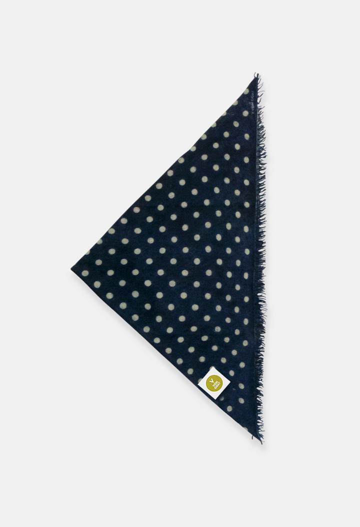 Bandana Polka Dot Mood Indigo/Sea Foam XL mit Fransen