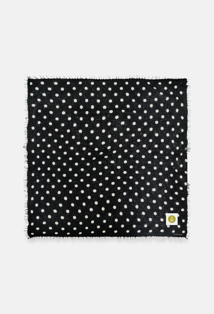Bandana Polka Dots Black/White XL mit Fransen