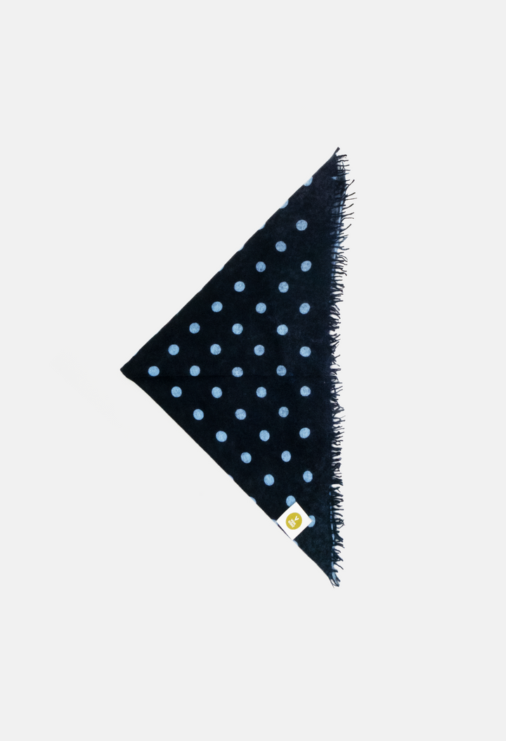 Bandana Polka Dot Dark Navy/Blue Bell mit Fransen