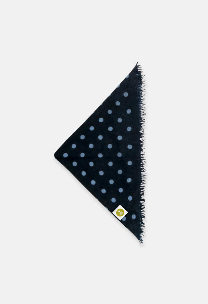 Bandana Polka Dot Dark Navy/Blue Bell mit Fransen