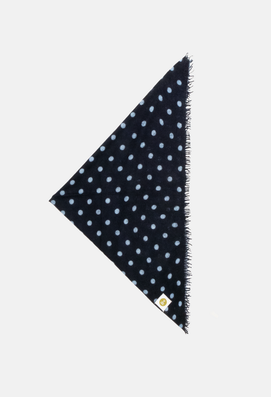 Bandana Polka Dot Dark Navy/Blue Bell XL with Fringes